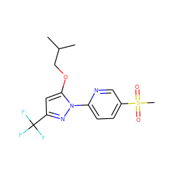 CC(C)COc1cc(C(F)(F)F)nn1-c1ccc(S(C)(=O)=O)cn1 ZINC000001494259