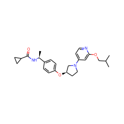 CC(C)COc1cc(N2CC[C@@H](Oc3ccc([C@H](C)NC(=O)C4CC4)cc3)C2)ccn1 ZINC000169709804