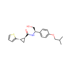 CC(C)COc1ccc([C@H](CO)NC(=O)[C@H]2C[C@@H]2c2cccs2)cc1 ZINC000299870150