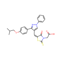 CC(C)COc1ccc(-c2nn(-c3ccccc3)cc2/C=C2/SC(=S)N(CC(=O)O)C2=O)cc1 ZINC000001165062