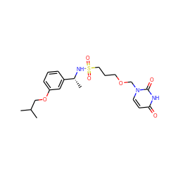 CC(C)COc1cccc([C@@H](C)NS(=O)(=O)CCCOCn2ccc(=O)[nH]c2=O)c1 ZINC000116097886