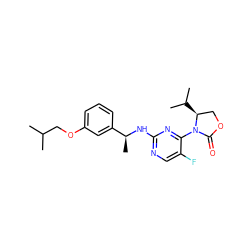 CC(C)COc1cccc([C@H](C)Nc2ncc(F)c(N3C(=O)OC[C@@H]3C(C)C)n2)c1 ZINC000221308291