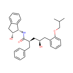 CC(C)COc1ccccc1C[C@@H](O)C[C@@H](Cc1ccccc1)C(=O)N[C@H]1c2ccccc2C[C@H]1O ZINC000029564975