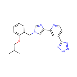 CC(C)COc1ccccc1Cn1cnc(-c2cc(-c3nn[nH]n3)ccn2)c1 ZINC000225936628