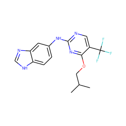 CC(C)COc1nc(Nc2ccc3[nH]cnc3c2)ncc1C(F)(F)F ZINC000028520307