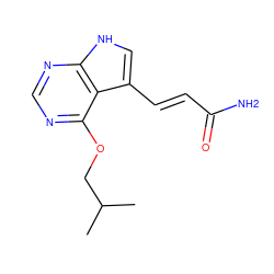 CC(C)COc1ncnc2[nH]cc(/C=C/C(N)=O)c12 ZINC000211548315