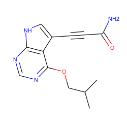 CC(C)COc1ncnc2[nH]cc(C#CC(N)=O)c12 ZINC000208110970