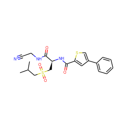 CC(C)CS(=O)(=O)C[C@H](NC(=O)c1cc(-c2ccccc2)cs1)C(=O)NCC#N ZINC000095575374