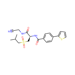 CC(C)CS(=O)(=O)C[C@H](NC(=O)c1ccc(-c2cccs2)cc1)C(=O)NCC#N ZINC000095577781