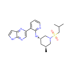 CC(C)CS(=O)(=O)N1C[C@@H](C)C[C@H](Nc2ncccc2-c2cnc3[nH]ccc3n2)C1 ZINC000169142782