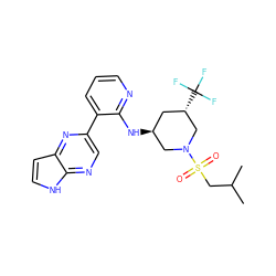 CC(C)CS(=O)(=O)N1C[C@@H](Nc2ncccc2-c2cnc3[nH]ccc3n2)C[C@H](C(F)(F)F)C1 ZINC000168945323