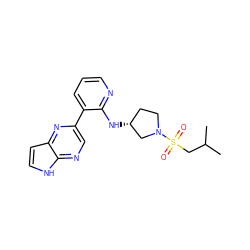 CC(C)CS(=O)(=O)N1CC[C@@H](Nc2ncccc2-c2cnc3[nH]ccc3n2)C1 ZINC000168996439