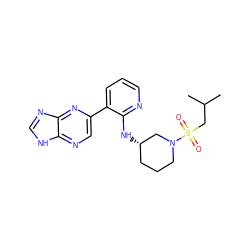 CC(C)CS(=O)(=O)N1CCC[C@H](Nc2ncccc2-c2cnc3[nH]cnc3n2)C1 ZINC000169074838