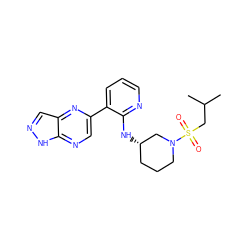 CC(C)CS(=O)(=O)N1CCC[C@H](Nc2ncccc2-c2cnc3[nH]ncc3n2)C1 ZINC000168866080