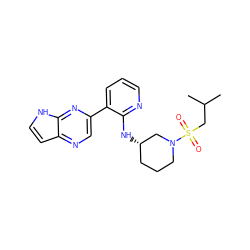 CC(C)CS(=O)(=O)N1CCC[C@H](Nc2ncccc2-c2cnc3cc[nH]c3n2)C1 ZINC000168968522