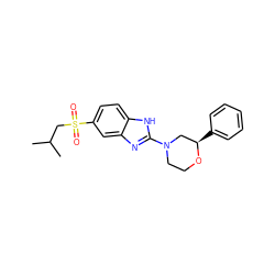 CC(C)CS(=O)(=O)c1ccc2[nH]c(N3CCO[C@H](c4ccccc4)C3)nc2c1 ZINC000095576162