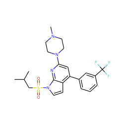 CC(C)CS(=O)(=O)n1ccc2c(-c3cccc(C(F)(F)F)c3)cc(N3CCN(C)CC3)nc21 ZINC000653854665