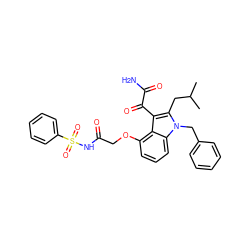 CC(C)Cc1c(C(=O)C(N)=O)c2c(OCC(=O)NS(=O)(=O)c3ccccc3)cccc2n1Cc1ccccc1 ZINC000044431195