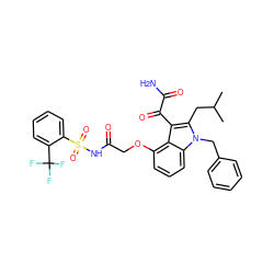 CC(C)Cc1c(C(=O)C(N)=O)c2c(OCC(=O)NS(=O)(=O)c3ccccc3C(F)(F)F)cccc2n1Cc1ccccc1 ZINC000049867147