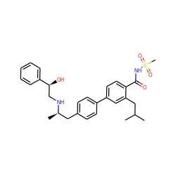 CC(C)Cc1cc(-c2ccc(C[C@@H](C)NC[C@H](O)c3ccccc3)cc2)ccc1C(=O)NS(C)(=O)=O ZINC000043014361