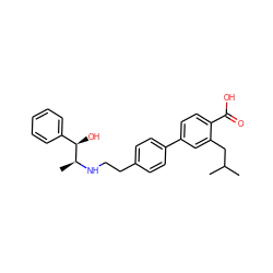 CC(C)Cc1cc(-c2ccc(CCN[C@@H](C)[C@H](O)c3ccccc3)cc2)ccc1C(=O)O ZINC000040835787