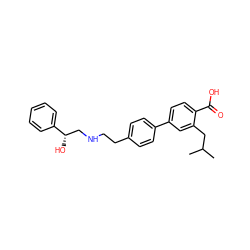 CC(C)Cc1cc(-c2ccc(CCNC[C@H](O)c3ccccc3)cc2)ccc1C(=O)O ZINC000003933382