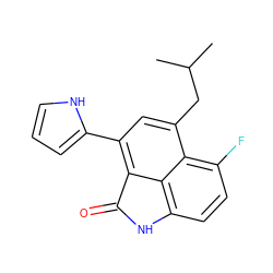 CC(C)Cc1cc(-c2ccc[nH]2)c2c3c(ccc(F)c13)NC2=O ZINC000013536008