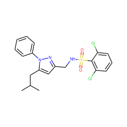 CC(C)Cc1cc(CNS(=O)(=O)c2c(Cl)cccc2Cl)nn1-c1ccccc1 ZINC001772607174