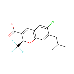 CC(C)Cc1cc2c(cc1Cl)C=C(C(=O)O)[C@H](C(F)(F)F)O2 ZINC000038317578