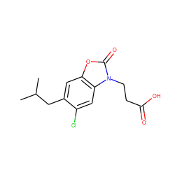 CC(C)Cc1cc2oc(=O)n(CCC(=O)O)c2cc1Cl ZINC001772577806