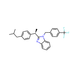 CC(C)Cc1ccc([C@@H](C)c2nc3ccccc3n2Cc2ccc(C(F)(F)F)cc2)cc1 ZINC000084707095