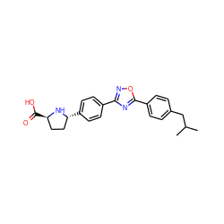 CC(C)Cc1ccc(-c2nc(-c3ccc([C@@H]4CC[C@@H](C(=O)O)N4)cc3)no2)cc1 ZINC000036178483