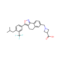 CC(C)Cc1ccc(-c2onc3c2CCc2cc(CN4CC(C(=O)O)C4)ccc2-3)cc1C(F)(F)F ZINC000117197132