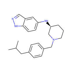 CC(C)Cc1ccc(CN2CCC[C@H](Nc3ccc4[nH]ncc4c3)C2)cc1 ZINC000114335061