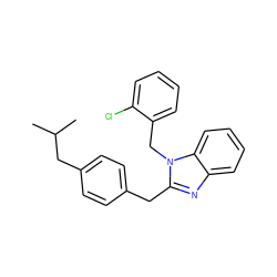 CC(C)Cc1ccc(Cc2nc3ccccc3n2Cc2ccccc2Cl)cc1 ZINC000084713472