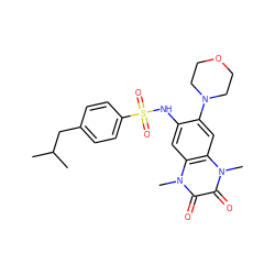 CC(C)Cc1ccc(S(=O)(=O)Nc2cc3c(cc2N2CCOCC2)n(C)c(=O)c(=O)n3C)cc1 ZINC000008604825