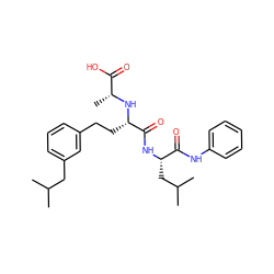 CC(C)Cc1cccc(CC[C@H](N[C@H](C)C(=O)O)C(=O)N[C@@H](CC(C)C)C(=O)Nc2ccccc2)c1 ZINC000026489411