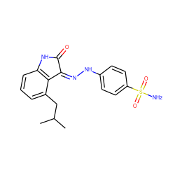 CC(C)Cc1cccc2c1/C(=N/Nc1ccc(S(N)(=O)=O)cc1)C(=O)N2 ZINC000013470434