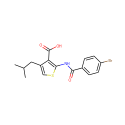 CC(C)Cc1csc(NC(=O)c2ccc(Br)cc2)c1C(=O)O ZINC000000704124