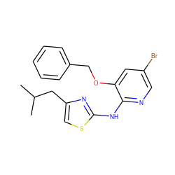 CC(C)Cc1csc(Nc2ncc(Br)cc2OCc2ccccc2)n1 ZINC000096284836