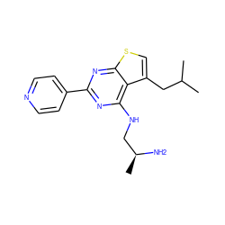 CC(C)Cc1csc2nc(-c3ccncc3)nc(NC[C@H](C)N)c12 ZINC000223658744