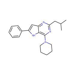 CC(C)Cc1nc(N2CCCCC2)c2[nH]c(-c3ccccc3)cc2n1 ZINC000013834940