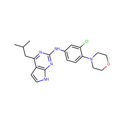 CC(C)Cc1nc(Nc2ccc(N3CCOCC3)c(Cl)c2)nc2[nH]ccc12 ZINC000063539199