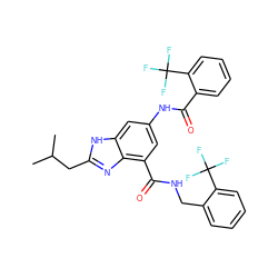 CC(C)Cc1nc2c(C(=O)NCc3ccccc3C(F)(F)F)cc(NC(=O)c3ccccc3C(F)(F)F)cc2[nH]1 ZINC000207723153