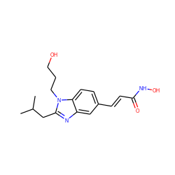 CC(C)Cc1nc2cc(/C=C/C(=O)NO)ccc2n1CCCO ZINC000034501500