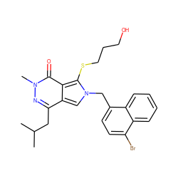 CC(C)Cc1nn(C)c(=O)c2c(SCCCO)n(Cc3ccc(Br)c4ccccc34)cc12 ZINC000653864094