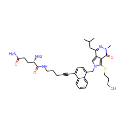 CC(C)Cc1nn(C)c(=O)c2c(SCCCO)n(Cc3ccc(C#CCCCNC(=O)[C@@H](N)CCC(N)=O)c4ccccc34)cc12 ZINC000653866635