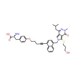 CC(C)Cc1nn(C)c(=O)c2c(SCCCO)n(Cc3ccc(C#CCCCOc4ccc(C[C@H](N)C(=O)O)cc4)c4ccccc34)cc12 ZINC000653915641