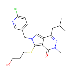 CC(C)Cc1nn(C)c(=O)c2c(SCCCO)n(Cc3ccc(Cl)nc3)cc12 ZINC000653905231