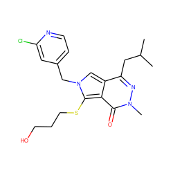 CC(C)Cc1nn(C)c(=O)c2c(SCCCO)n(Cc3ccnc(Cl)c3)cc12 ZINC000653905149